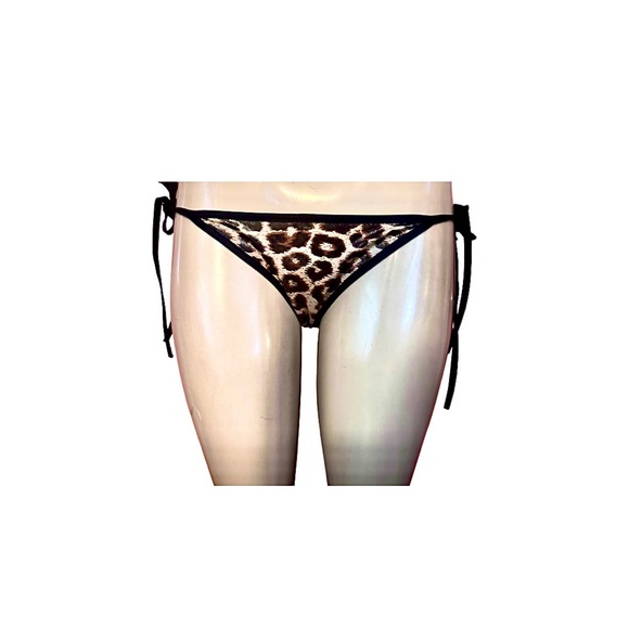 Leopard Scrunch Back Side Tie Bikini Bottoms M - Picture 1 of 7